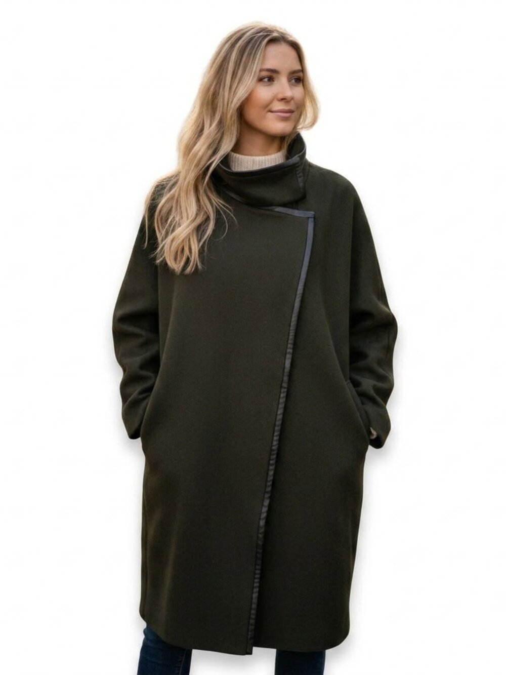 Madewell City Grid Cocoon Coat, Green, Women's Size 10
